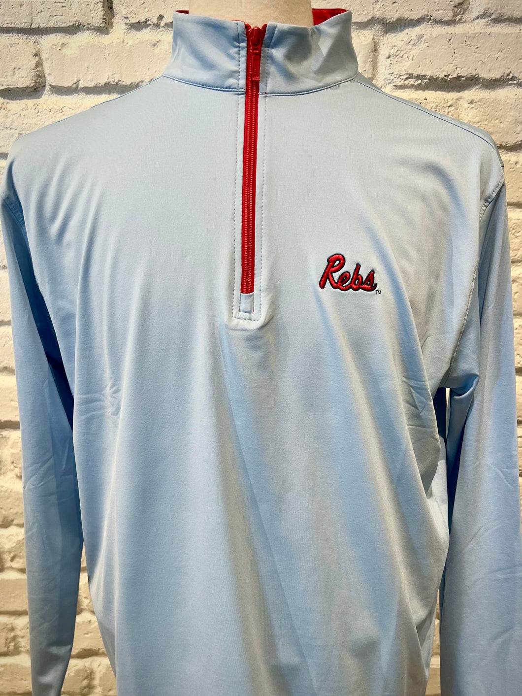 Rebs Powder Blue 1/4 Zip with Red Zipper