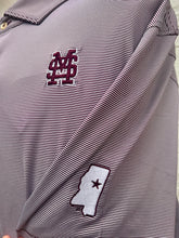 Load image into Gallery viewer, Peter Millar Jubilee Stripe Performance Polo Maroon &amp; White Mississippi State MSU Baseball