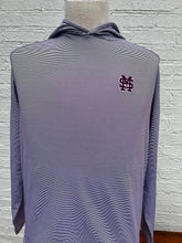Load image into Gallery viewer, Peter Millar Sugar Stripe Performance Hoodie Maroon &amp; White Mississippi State MSU Baseball