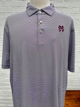 Load image into Gallery viewer, Peter Millar Jubilee Stripe Performance Polo Maroon &amp; White Mississippi State MSU Baseball