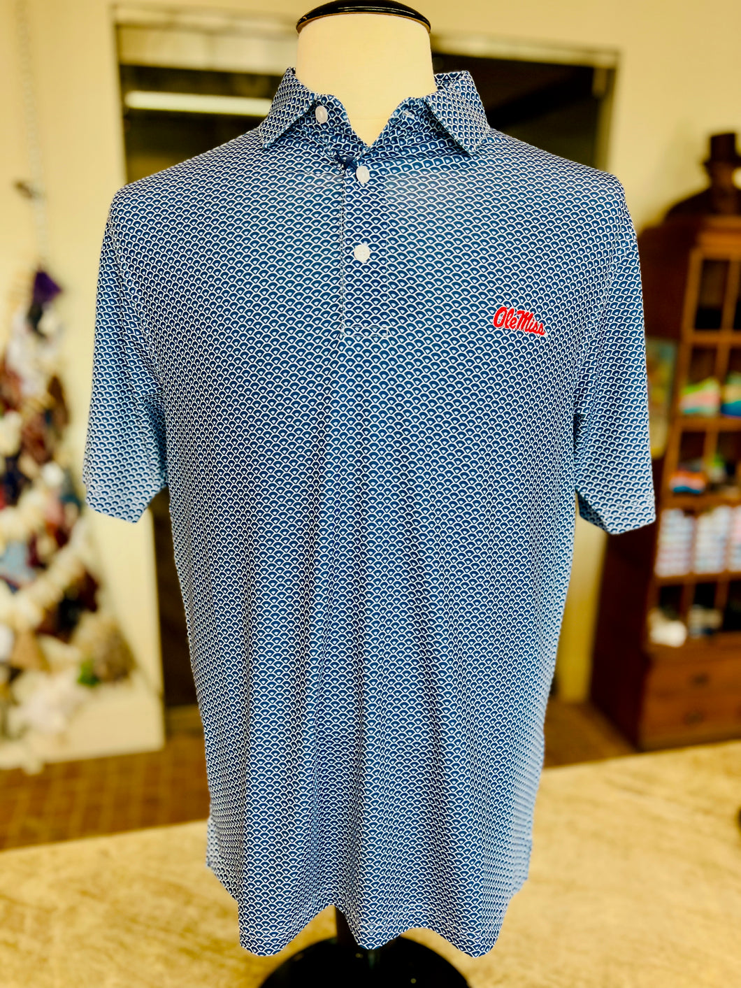 Onward Reserve Ole Miss Home Team Printed Performance Polo - Classic Navy
