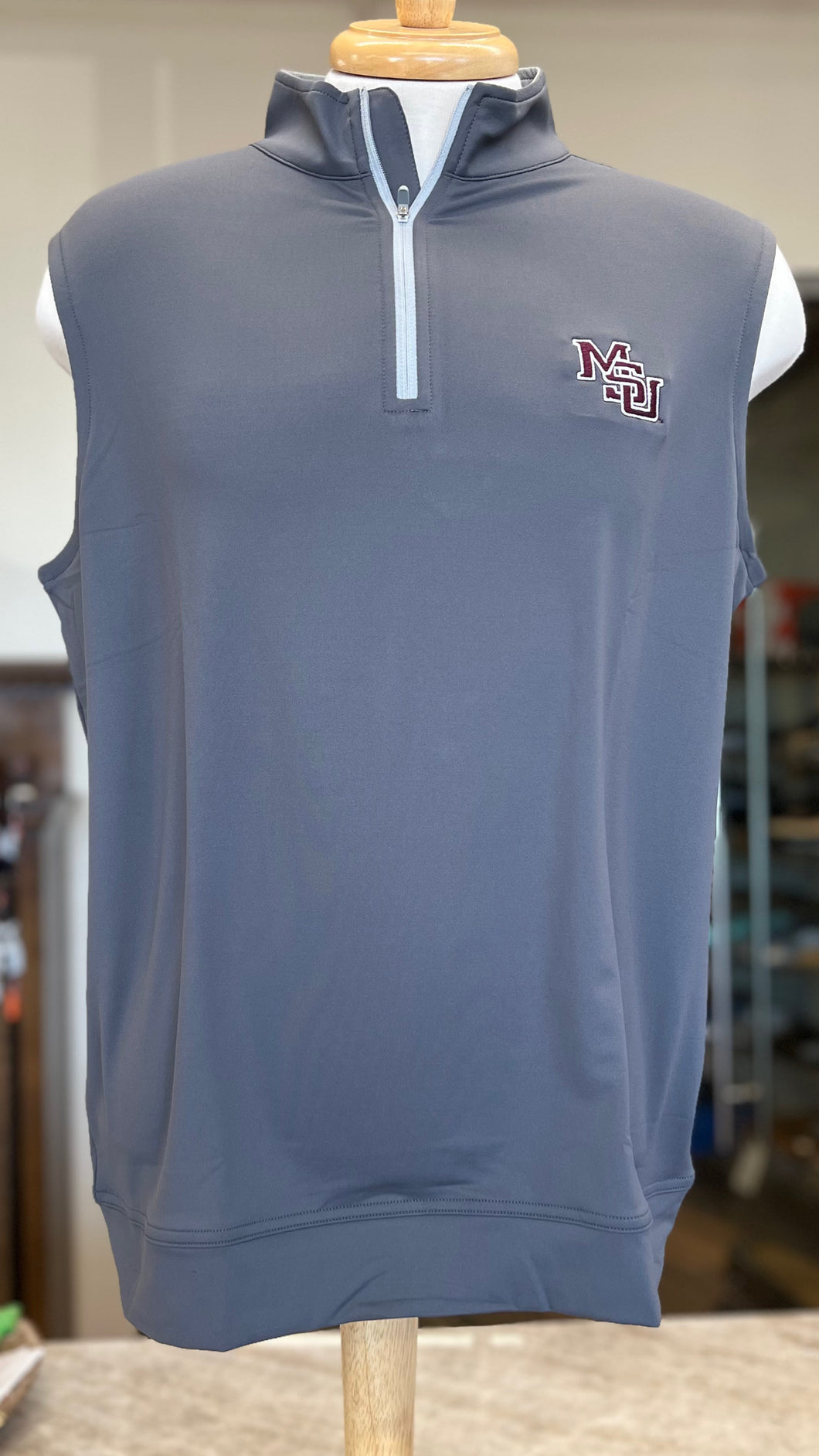 Peter Millar Mississippi State MSU Galway Performance Quarter Zip Vest - Iron