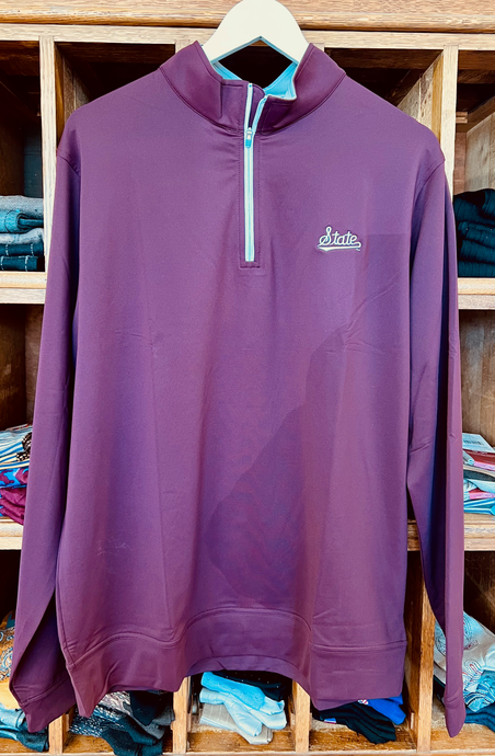 Peter Millar Mississippi State MSU Quarter Zip Performance Pullover - Maroon