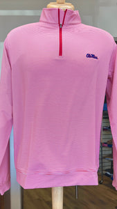 Peter Millar Ole Miss Quarter Zip Pullover - Red Stripe