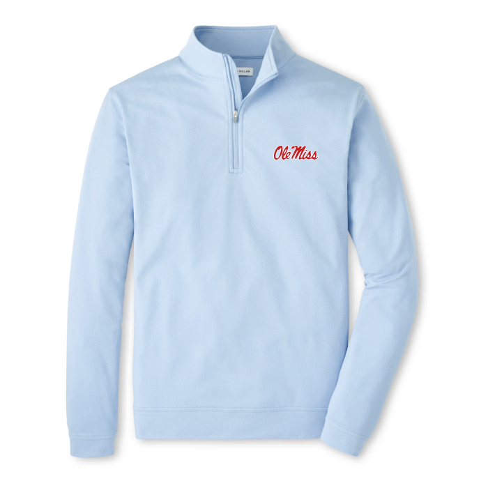 Peter Millar Perth Cross-Hatch Performance Quarter-Zip Stream Blue