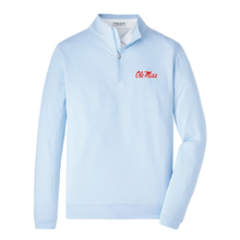 Load image into Gallery viewer, Peter Millar Perth Sugar Stripe Performance Quarter-Zip Cottage Blue White Ole Miss CFP 2026