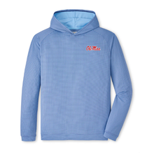 Load image into Gallery viewer, Peter Millar Pine Houndstooth Performance Hoodie Sport Navy Ole Miss CFP Fiesta Bowl 2026