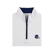 Load image into Gallery viewer, Horn Legend Ole Miss Quarter-Zip White Helmet Logo