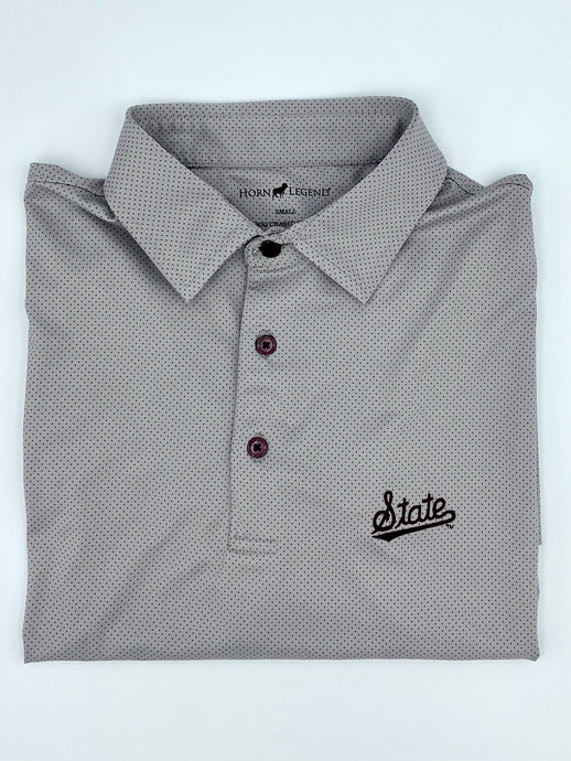 Script State Grey/Maroon Dot Knit